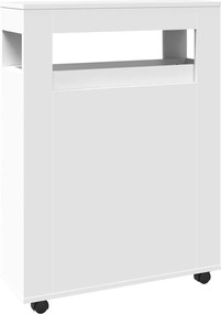 vidaXL Ντουλάπι Μπάνιου Στενό με Ροδάκια Λευκό Επεξ. Ξύλο