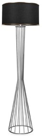 201-0039 GloboStar® NOVA 201-0039 Μοντέρνο Επιδαπέδιο Φωτιστικό 1 x E27 IP20 Ασημί Μεταλλό με Μαύρο Ύφασμα - Μ36 x Π36 x Υ148cm