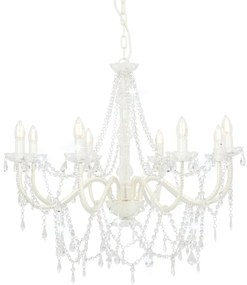 Πολυέλαιος με Χάντρες Λευκός με 8 Ντουί Ε14