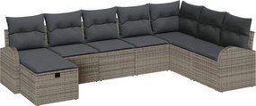 vidaXL Σετ Καναπέ Κήπου με μαξιλάρι 8 pcs Γκρι Πολυ ράταν