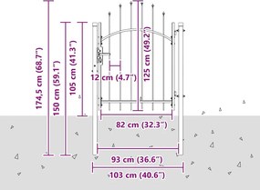 vidaXL Πύλη Κήπου WOERDEN 125 x 100 εκ Ατσάλι Γκρι Κλειδώσιμο