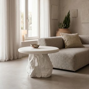 Τραπέζι σαλονιού Zinol  mdf-polyresin λευκό Φ60x41εκ