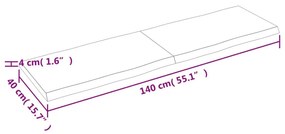 Επιφ Τραπεζιού Αν Καφέ 140x40x(2-4)εκ.Ακατέργ. Μασίφ Ξύλο Δρυός - Καφέ