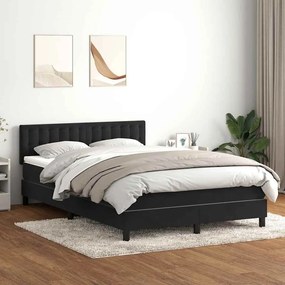 vidaXL Κρεβάτι Boxspring με Στρώμα &amp; LED Μαύρο 160x210 εκ. Βελούδινο