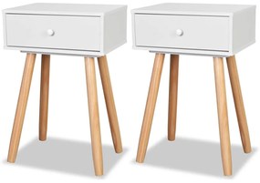 vidaXL Κομοδίνα 2 τεμ. Λευκά 40 x 30 x 61 εκ. από Μασίφ Ξύλο Πεύκου