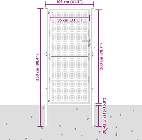vidaXL Πόρτα Κήπου Ανθρακί 100x200 εκ. Ατσάλι
