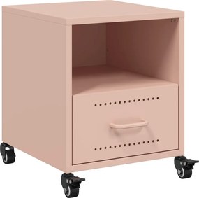 vidaXL Κομοδίνο Ροζ 36x39x43,5 εκ. από Χάλυβα