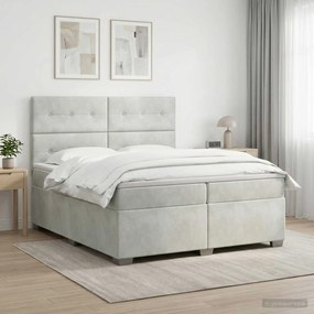 vidaXL Κρεβάτι box spring με στρώμα Ανοιχτό γκρι 200 x 200 cm Βελούδο