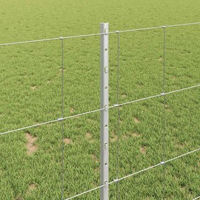 vidaXL Εξωτερική άγρια περίφραξη με στήλες 50 x 1 m Ασημί Δίχτυ