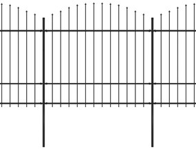 vidaXL Κάγκελα Περίφραξης με Λόγχες Μαύρα (1,5-1,75)x13,6 μ. Ατσάλινα