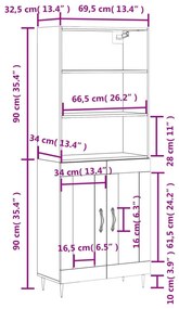 Ντουλάπι Καφέ Δρυς 69,5 x 34 x 180 εκ. από Επεξεργασμένο Ξύλο - Καφέ