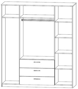 Ντουλάπα Τετράφυλλη Rico Λευκή-Sonoma 180x62x206cm - Μελαμίνη - TO-RIC4D3S