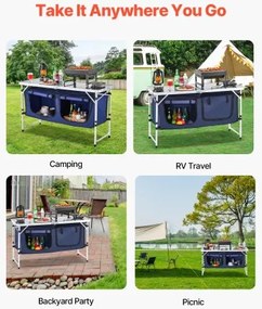 VEVOR Camping Kitchen Table Folding Portable Cook Station 3 Adjustable Heights