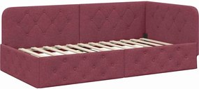 vidaXL Κρεβάτι Γωνίας Κόκκινο 90 x 190 cm ύφασμα