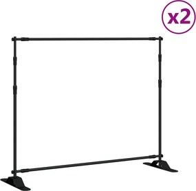 vidaXL Βάσεις Φόντου 2 τεμ. Μαύρες 254 x 243 εκ. από Ατσάλι