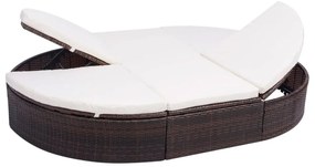 vidaXL Ξαπλώστρα Διπλή Καφέ από Συνθετικό Ρατάν με Μαξιλάρι