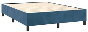 vidaXL Κρεβάτι Boxspring με Στρώμα & LED Σκ. Μπλε 140x200εκ. Βελούδινο