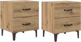 vidaXL Ντουλάπι κρεβατιού 2 pcs Artisan Oak 40 x 35 x 47,5 εκ