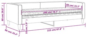 Καναπές Κρεβάτι με Στρώμα Κρεμ 80 x 200 εκ. Υφασμάτινο - Κρεμ