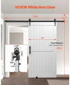 VEVOR Sliding Barn Door with Hardware Kit 1067 x 2134mm MDF Panel PVC Surface