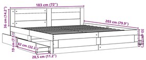 Πλαίσιο Κρεβατιού με Κεφαλάρι Καφέ Δρυς 180x200 εκ. Επεξ. Ξύλο - Καφέ