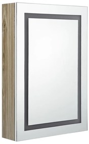 vidaXL Καθρέφτης Μπάνιου με Ντουλάπι & LED Λευκό/Δρύς 50x13x70 εκ.