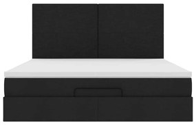 vidaXL Οθωμανικό κρεβάτι με στρώμα Μαύρο 160x200cm Ύφασμα