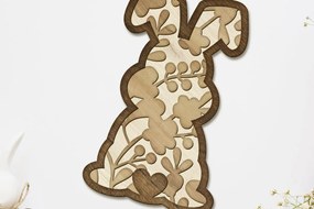 Intra απο ξύλο plywood Χρώμα wenge 3mm-4mm πάχος - Πρότυπο αποκοπής λαγουδάκι του Πάσχα, διακόσμηση Δίασταση 34x7 cm INTRAFABR-123668315