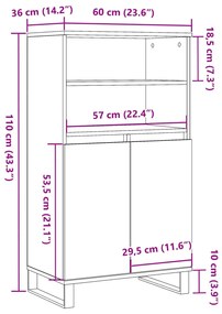 Ντουλάπι Όψη Παλαιού Ξύλου 60x36x110 εκ. από Επεξεργασμένο Ξύλο - Καφέ