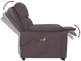vidaXL Πολυθρόνα Μασάζ με Ανύψωση Σκούρο Καφέ Υφασμάτινη