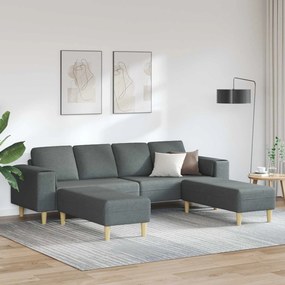 vidaXL Καναπές σαλονιού 3 pcs Σκούρο Γκρι Πολυεστέρας