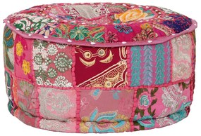 vidaXL Πουφ Patchwork Στρογγυλό Χειροποίητο Ροζ 40 x 20 εκ. Βαμβάκι