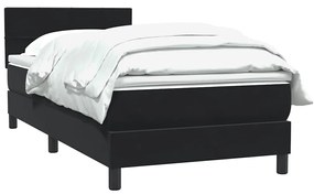 Κρεβάτι Boxspring με Στρώμα Μαύρο 90x220 εκ. Βελούδινο - Μαύρο