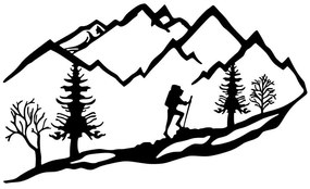 Διακοσμητικό Τοίχου Mountain Climbing 891TNL1950 90x45cm Black Wallity Μέταλλο