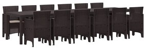 vidaXL Σέτ φαγητού για κήπο 13 pcs Καφέ Rattan Polt