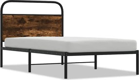 vidaXL Πλαίσιο Κρεβ. Χωρ. Στρώμα Καπνιστή Δρυς 90 x 190 εκ. Επεξ. Ξύλο