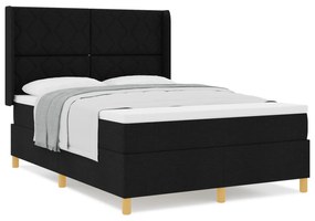 vidaXL Κρεβάτι με Στρώμα Μαύρο 140x200 εκ Υφασμάτινο