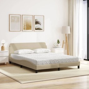 vidaXL Κρεβάτι με Στρώμα Dover Κρεμ 160x200 εκ. Υφασμάτινο