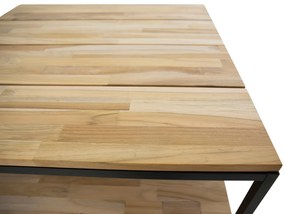 Τραπεζάκι σαλονιού Dallas 143, Ανοιχτό χρώμα ξύλου, Μαύρο, 40x80x80cm, 6 kg, Ξύλο, Γωνιακό, Ξύλο: Ξύλο Teak | Epipla1.gr