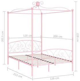 vidaXL Πλαίσιο Κρεβατιού με Ουρανό Ροζ 120 x 200 εκ. Μεταλλικό