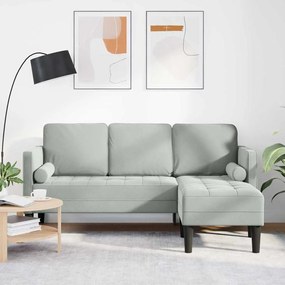 vidaXL Καναπές 3 Θέσεων με Chaise L-σχήματος Ανοιχτό Γκρι 160 εκ Βελούδο