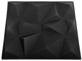 vidaXL Πάνελ Τοίχου 3D 24 τεμ. Μαύρο Διαμαντιού 50 x 50 εκ. 6 μ²