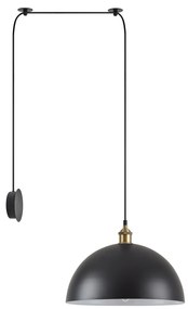 SE21-BR-10-BL1W-MS40 MAGNUM Bronze Metal Wall Lamp with Black Fabric Cable and Metal Shade+