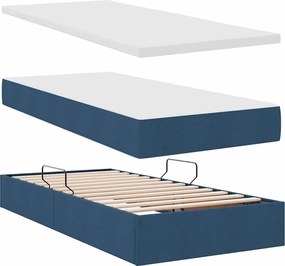 vidaXL Κρεβάτι Αποθήκης με στρώμα Μπλε 200 x 200 cm Τεχνητό Δέρμα