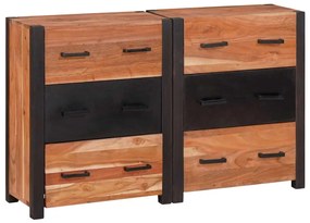 vidaXL Πλαϊνό γραφείο 3 pcs Καφέ 110 x 30 x 75 εκ Μασίφ ξύλο ακακίας