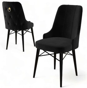 Καρέκλα Pare Babyface (Σετ 6Τμχ) 240CHR1511 46x46x94cm Black Μέταλλο,Ύφασμα