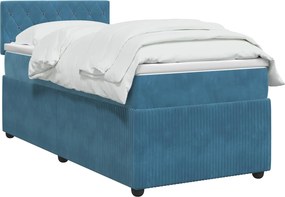 vidaXL Κρεβάτι box spring με στρώμα Σκούρο Μπλε 80 x 200 cm Βελούδο