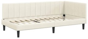 vidaXL Κρεβάτι Γωνίας με κεφαλάρι Κρεμ 100 x 200 cm Βελούδο