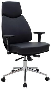 Manager office chair Sandy Premium with PU in black colour 73x65x124.5 εκ.