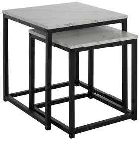 Ζιγκον Grelay 2 Τεμ Mdf Όψη Μαρμάρου &amp; Μέταλλο 45Χ45Χ50εκ. &amp; 37Χ37Χ43 Εκ.